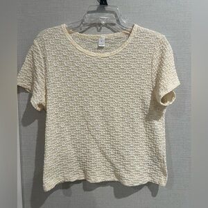 Old Navy Cream Textured Short Sleeve Top